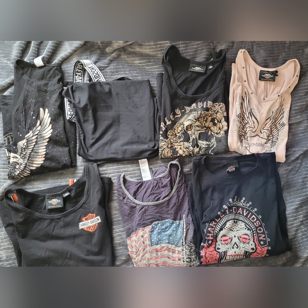 Harley-Davidson Graphic T-Shirt Lot, Womens Size XL black, Pink,grey